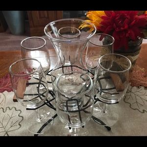 7 piece Wine Carafe with 6 glasses in stand